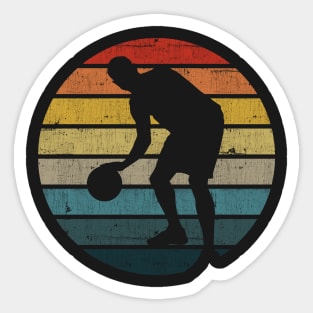 Basketball Player Silhouette On A Distressed Retro Sunset print Sticker